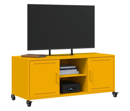 Mueble para TV acero laminado en frío amarillo 100,5x39x43,5 cm