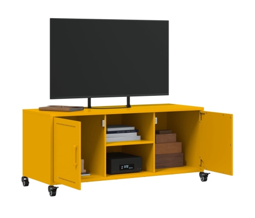 Mueble para TV acero laminado en frío amarillo 100,5x39x43,5 cm