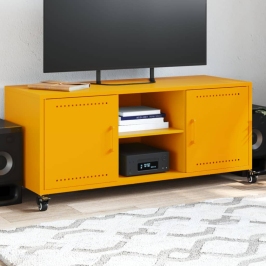 Mueble para TV acero laminado en frío amarillo 100,5x39x43,5 cm