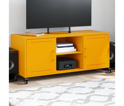 Mueble para TV acero laminado en frío amarillo 100,5x39x43,5 cm