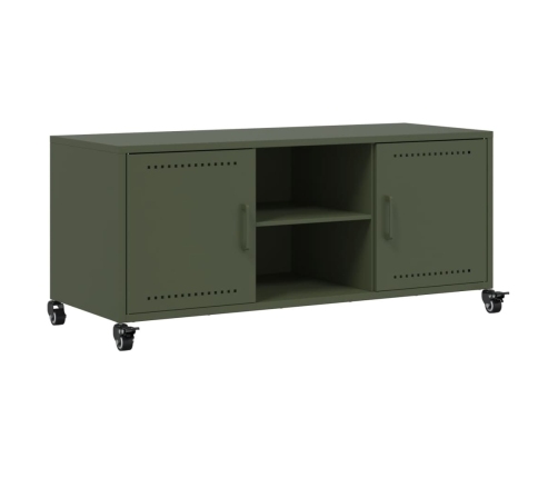 Mueble de TV de acero verde oliva 100,5x39x43,5 cm