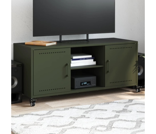 Mueble de TV de acero verde oliva 100,5x39x43,5 cm