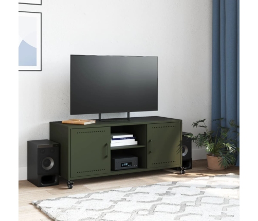 Mueble de TV de acero verde oliva 100,5x39x43,5 cm