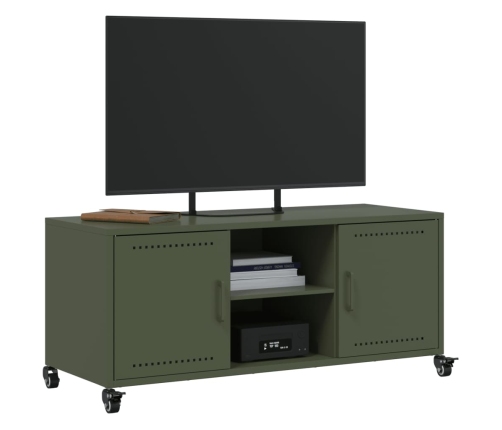 Mueble de TV de acero verde oliva 100,5x39x43,5 cm