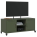 Mueble de TV de acero verde oliva 100,5x39x43,5 cm