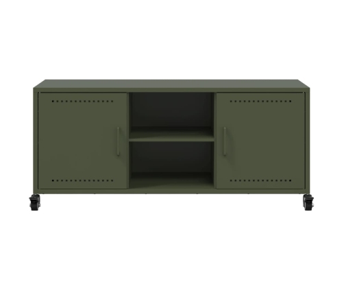 Mueble de TV de acero verde oliva 100,5x39x43,5 cm