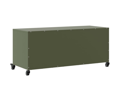 Mueble de TV de acero verde oliva 100,5x39x43,5 cm