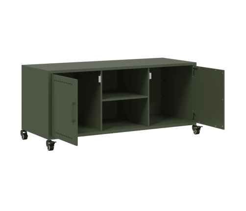 Mueble de TV de acero verde oliva 100,5x39x43,5 cm