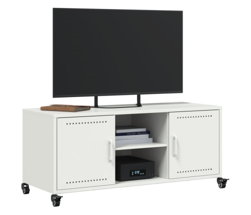 Mueble de TV acero blanco 100,5x39x43,5 cm