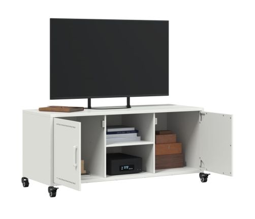 Mueble de TV acero blanco 100,5x39x43,5 cm