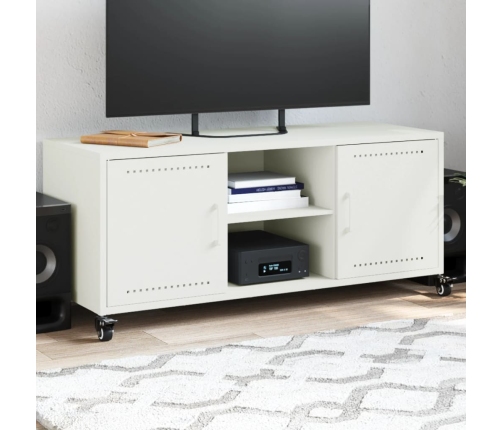 Mueble para TV acero laminado en frío blanco 100,5x39x43,5 cm