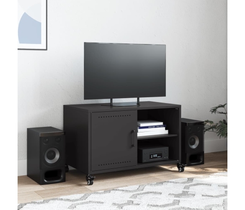 Mueble de TV acero negro 68x39x43,5 cm