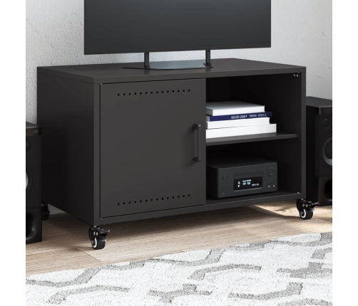 Mueble de TV acero negro 68x39x43,5 cm