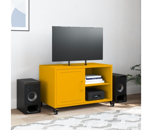 Mueble de TV acero amarillo mostaza 68x39x43,5 cm