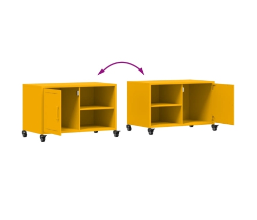 Mueble de TV acero amarillo mostaza 68x39x43,5 cm