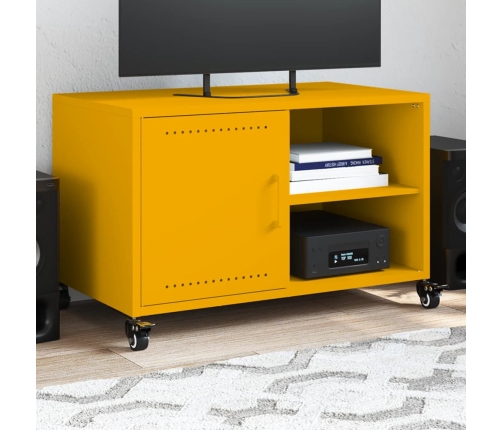 Mueble de TV acero amarillo mostaza 68x39x43,5 cm