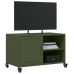 vidaXL Mueble para TV acero laminado en frío verde oliva 68x39x43,5 cm