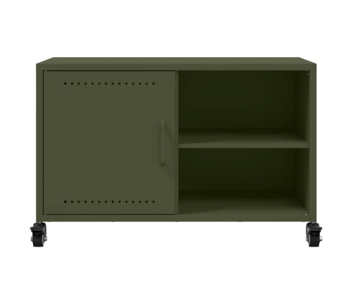 vidaXL Mueble para TV acero laminado en frío verde oliva 68x39x43,5 cm