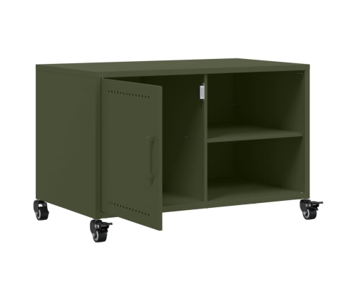 vidaXL Mueble para TV acero laminado en frío verde oliva 68x39x43,5 cm