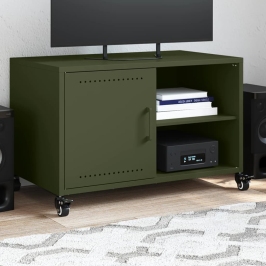 Mueble de TV de acero verde oliva 68x39x43,5 cm