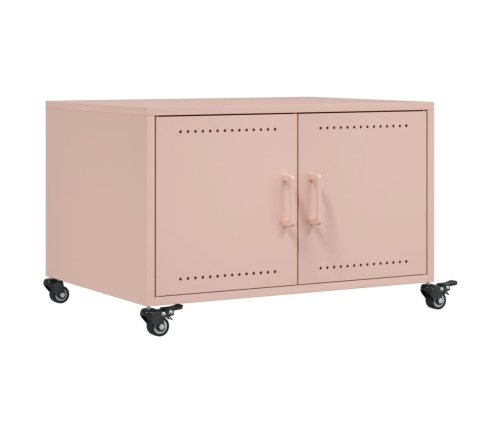 vidaXL Mesa de centro acero laminado en frío rosa 68x50x43,5 cm