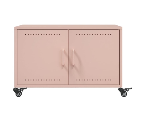 vidaXL Mesa de centro acero laminado en frío rosa 68x50x43,5 cm