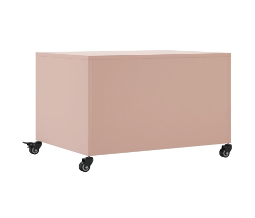 vidaXL Mesa de centro acero laminado en frío rosa 68x50x43,5 cm