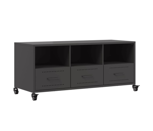 Mueble para TV acero laminado en frío negro 100,5x39x43,5 cm