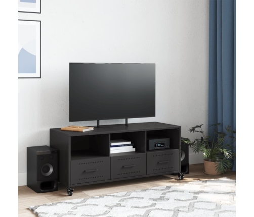 Mueble para TV acero laminado en frío negro 100,5x39x43,5 cm