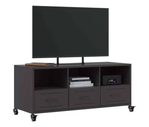 Mueble para TV acero laminado en frío negro 100,5x39x43,5 cm