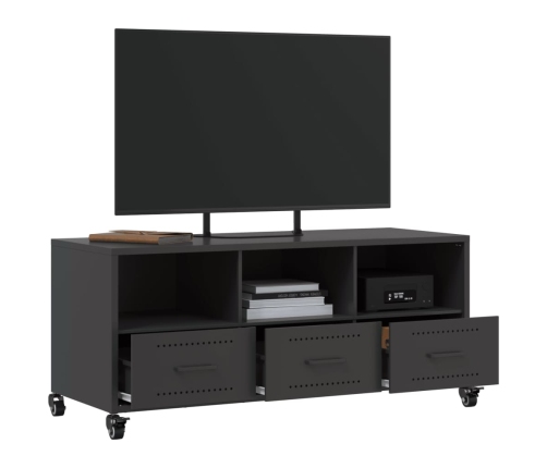 Mueble para TV acero laminado en frío negro 100,5x39x43,5 cm