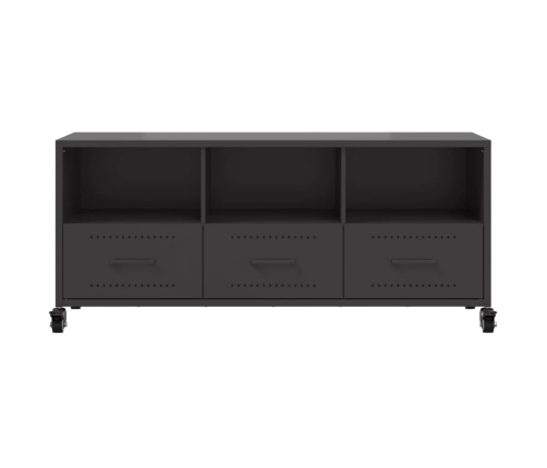 Mueble para TV acero laminado en frío negro 100,5x39x43,5 cm