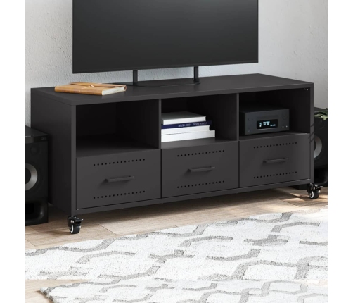 Mueble para TV acero laminado en frío negro 100,5x39x43,5 cm