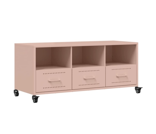 Mueble para TV acero laminado en frío rosa 100,5x39x43,5 cm