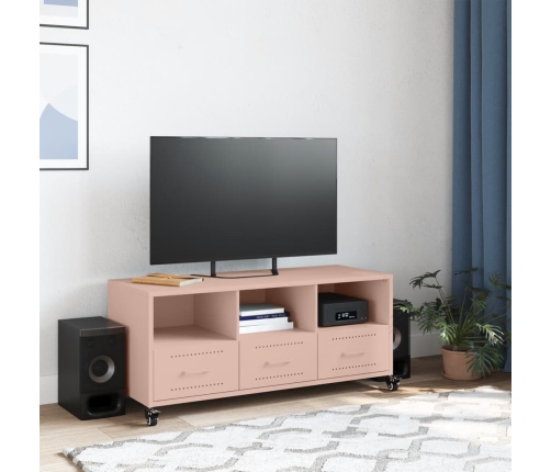 Mueble para TV acero laminado en frío rosa 100,5x39x43,5 cm