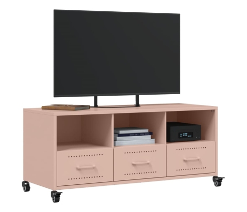 Mueble para TV acero laminado en frío rosa 100,5x39x43,5 cm