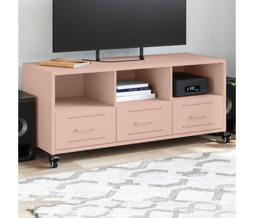 Mueble para TV acero laminado en frío rosa 100,5x39x43,5 cm