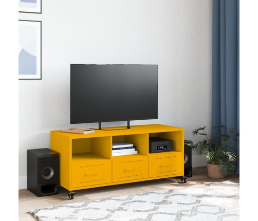 Mueble para TV acero laminado en frío amarillo 100,5x39x43,5 cm