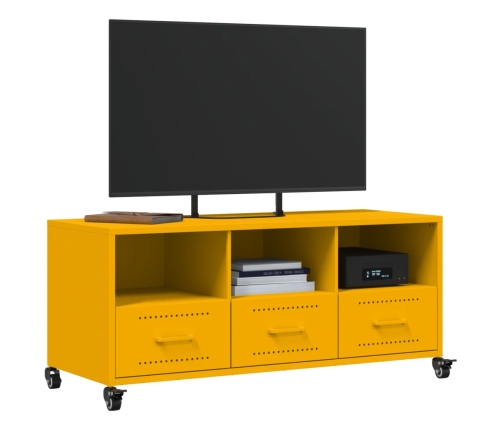 Mueble para TV acero laminado en frío amarillo 100,5x39x43,5 cm