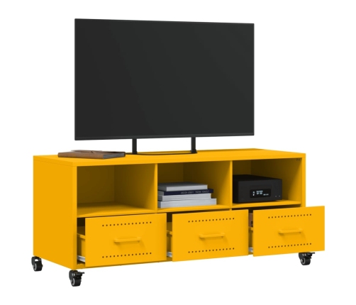 Mueble para TV acero laminado en frío amarillo 100,5x39x43,5 cm