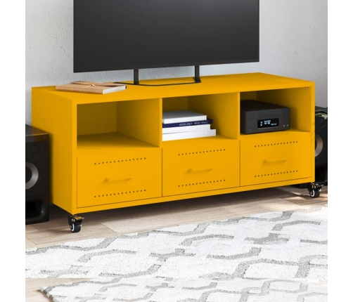 Mueble para TV acero laminado en frío amarillo 100,5x39x43,5 cm