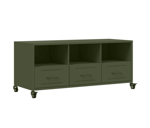 Mueble de TV de acero verde oliva 100,5x39x43,5 cm