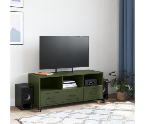 Mueble de TV de acero verde oliva 100,5x39x43,5 cm