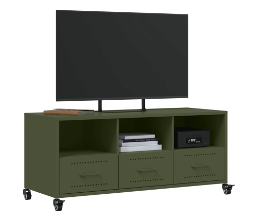 Mueble de TV de acero verde oliva 100,5x39x43,5 cm