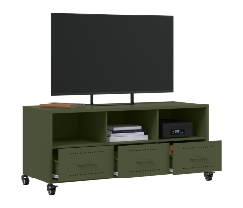 Mueble de TV de acero verde oliva 100,5x39x43,5 cm