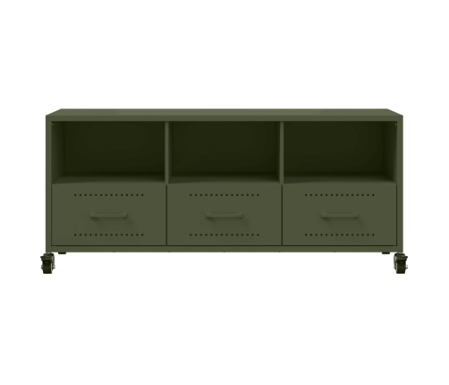 Mueble de TV de acero verde oliva 100,5x39x43,5 cm