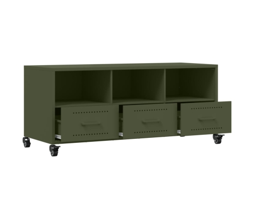 Mueble de TV de acero verde oliva 100,5x39x43,5 cm