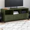 Mueble de TV de acero verde oliva 100,5x39x43,5 cm