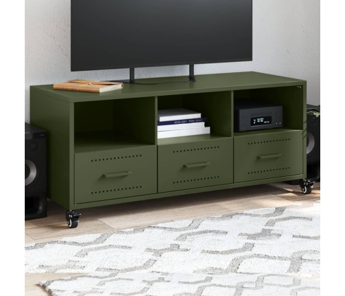 Mueble de TV de acero verde oliva 100,5x39x43,5 cm