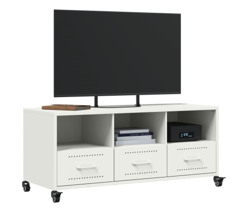 Mueble de TV acero blanco 100,5x39x43,5 cm